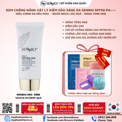 Kem chống nắng trắng da Sennio Daily Natural Cream SPF 50 PA+++ kiềm dầu phù hợp cho da dầu mụn 50ml SNO 803