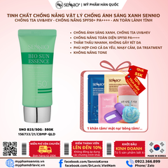 Tinh chất chống nắng, chống ánh sáng xanh dưỡng trắng da căng bóng, ngừa thâm mụn sạm nám SPF50++++ Sennio Bio Sun Essence SNO 825