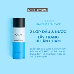 Nước Tẩy Trang Mắt Và Môi 2 Lớp Sạch Sâu Lớp Makeup Ottie Lip＆Eye Makeup Remover 100ml