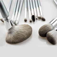 Bộ Cọ Cao Cấp Lông Mịn Trang điểm Cá Nhân 14 Cây Kèm Túi Màu Ghi