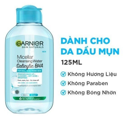 (Minisize) Nước Tẩy Trang Cho Da Dầu Mụn Garnier Salicylic BHA 125ml