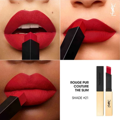 Son YSL The Slim Leather-Matte Lipsick #21 Rouge Paradoxe - Màu Đỏ Ruby 2.2g