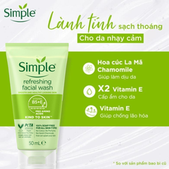 (Minisize) Sữa Rữa Mặt Dịu Lành Simple Refreshing Facial Wash 50ml