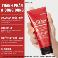 Sữa Rửa Mặt Săn Chắc Bergamo Triple Collagen Cleansing Foam 120ml