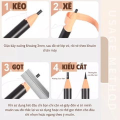 Chì Xé Kẻ Mày Hai Đầu Chống Nước Lâu Trôi WODWOD Phẩy Sợi Siêu Mảnh 2mm 