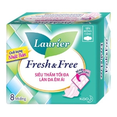 Băng Vệ Sinh Ban Ngày Siêu Mỏng Cánh 22cm Laurier Fresh & Free - 8 Miếng