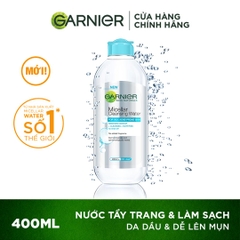 Nước Tẩy Trang Garnier Da Dầu, Mụn Micellar Cleansing Water For Oily & Acne-Prone Skin 400ml