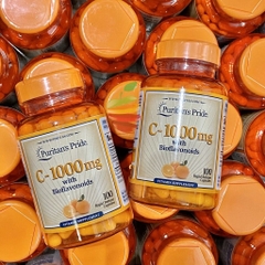 Viên uống đẹp da ngừa lão hóa chống thâm Puritan's Pride Vitamin C 1000mg with bioflavonoids and wild rose hips 100 viên