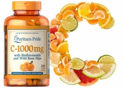 Viên uống đẹp da ngừa lão hóa chống thâm Puritan's Pride Vitamin C 1000mg with bioflavonoids and wild rose hips 100 viên