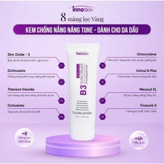 Kem Chống Nắng Nâng Tone Dưỡng Trắng Cho Da Dầu Mụn Innoskin B3 SPF50+ PA++++ 50ml