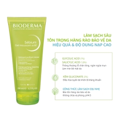 Gel Rửa Mặt Làm Sạch Sâu & Hỗ Trợ Giảm Mụn Bioderma Sebium Gel Moussant Actif 200ml