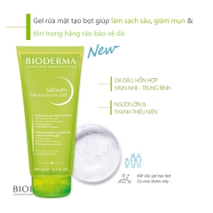 Gel Rửa Mặt Làm Sạch Sâu & Hỗ Trợ Giảm Mụn Bioderma Sebium Gel Moussant Actif 200ml