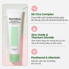 Kem Chống Nắng Nâng Tone Torriden Balanceful Cica Tone Up Sun Cream SPF50+ PA++++ 60ml 