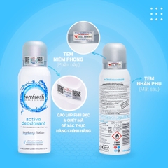 Xịt Thơm Mát Vùng Kín Khử Mùi, Lưu Hương 12H Femfresh Ultimate Care Active Deodorant Spray 125ml