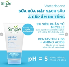 Sữa Rửa Mặt Sạch Sâu Và Cấp Ẩm Cho Da Khô Simple Water Boost 150ml