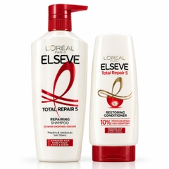 Bộ Dầu Gội Dầu Xả Phục Hồi Tóc Hư Tổn 5 L’Oréal Paris Elseve Total Repair 5
