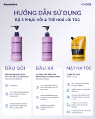 ROSEMINE PROFESSIONAL Gội xả giảm rụng, kiểm soát dầu tạo độ phồng và phục hồi tóc hư tổn 500 ml
