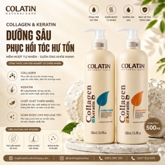 Dầu gội và xả phục hồi Colatin Collagen & Keratin  Natural Care 500ml 1000ml
