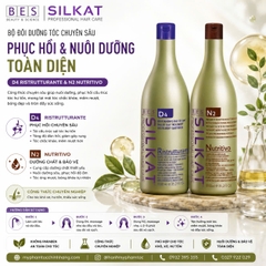 DẦU GỘI BES SILKAT PHỤC HỒI TÓC D4 Repairing Shampoo +DẦU XẢ SILKAT SIÊU MƯỢT D2  Smoothing Conditioner 1000ML