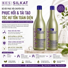 DẦU GỘI BES SILKAT PHỤC HỒI TÓC D4 Repairing Shampoo +DẦU XẢ SILKAT SIÊU MƯỢT D2  Smoothing Conditioner 1000ML