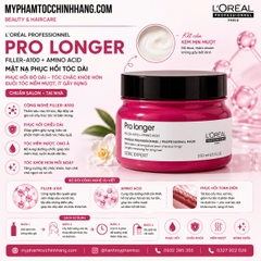 Bộ dầu gội xả hấp tóc L'Oréal Professionnel Pro Longer dành cho tóc dài yếu, ngọn tóc mảnh và dễ gãy