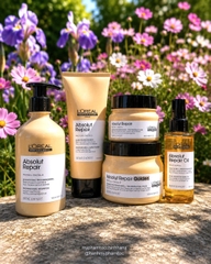 Dầu gội xả hâp, dầu dưỡng tóc phục hồi L'Oréal vàng Absolut Repair
