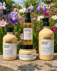 Dầu gội xả hâp, dầu dưỡng tóc phục hồi L'Oréal vàng Absolut Repair