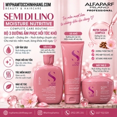 Dầu gội, mặt nạ tóc, kem xả khô giữ ẩm Alfaparf Milano SDL Moisture (Semi Di Lino Moisture Nutritive Low Shampoo, Mask & Leave-in Conditioner)