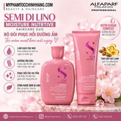 Dầu gội, mặt nạ tóc, kem xả khô giữ ẩm Alfaparf Milano SDL Moisture (Semi Di Lino Moisture Nutritive Low Shampoo, Mask & Leave-in Conditioner)