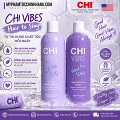 Dầu gội xả CHI Vibes Hair to Slay – Dưỡng ẩm và phục hồi tóc hư tổn (CHI Vibes Hair to Slay Daily Moisturizing Shampoo & Split-End Mending Conditioner) 355ml