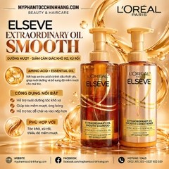 L’Oréal Paris Elseve Extraordinary Oil Smooth  | Bộ Dầu Gội Dầu Xả Dưỡng Mượt Tóc Khô Xơ, Xù Rối