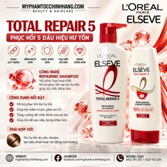 Bộ Dầu Gội Dầu Xả Phục Hồi Tóc Hư Tổn 5 L’Oréal Paris Elseve Total Repair 5