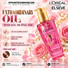 Dầu Dưỡng Tóc L’Oréal Paris Elseve Extraordinary Oil Pink Serum | Dưỡng Mượt, Tăng Độ Bóng Cho Tóc Khô Xơ