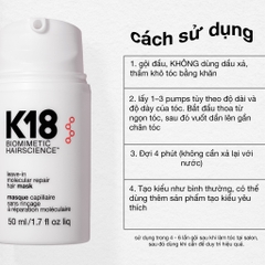 Mặt nạ K18 siêu phục hồi phân tử - K18 leave-in molecular repair hair mask 50ML