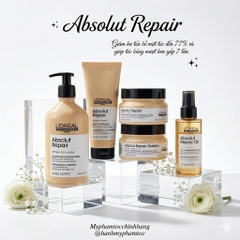 Dầu gội xả hâp, dầu dưỡng tóc phục hồi L'Oréal vàng Absolut Repair