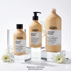 Dầu gội xả hâp, dầu dưỡng tóc phục hồi L'Oréal vàng Absolut Repair