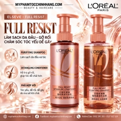 L’Oréal Paris Elseve Full Resist Purifying Shampoo & Detangling Conditioner | Bộ Dầu Gội Làm Sạch Da Đầu Và Dầu Xả Gỡ Rối Cho Tóc Yếu Dễ Gãy