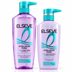 Bộ Dầu Gội Làm Sạch Da Đầu Dầu, Dưỡng Ẩm Tóc Khô / L’Oréal Paris Elseve Hyaluron Pure 72H