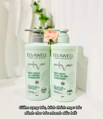 Dầu gội xả Elvawell White Truffle Oil Control Shampoo & Extra Volume Conditioner (Màu xanh) kiềm dầu, tóc mềm bồng bềnh 500ml/1000ml
