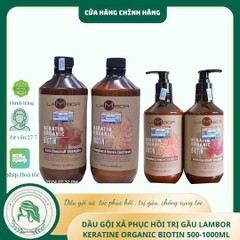 Dầu gội xả Lambor keratin organic biotin 1000ml