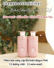 Dầu Gội Xả, Hấp, Dầu Dưỡng Tóc Biotin Collagen hồng Essence Pink 500ml 2026 MỚI