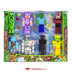 Hộp đồ chơi 8 Mô Hình nhân vật MINECRAFT và Dụng Cụ - Vũ Khí