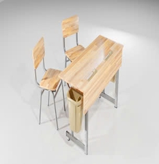 BÀN GHẾ HỌC SINH 02 chỗ GỖ CAO SU  ( gồm 1 bàn và 2 ghế đơn )