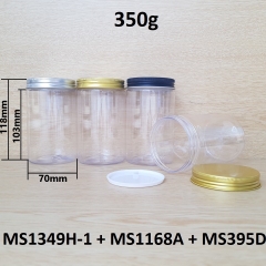Hũ nhựa trong nắp nhôm cuốn 350g