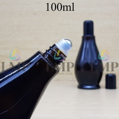 Chai đèn dầu nắp đen đầu bi lăn sắt 100ml