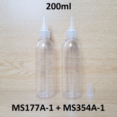 Chai trong vai tròn nắp nhọn sọc trong 200ml