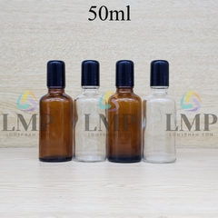 Chai tinh dầu nắp đen đầu bi lăn sắt 50ml