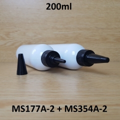 Chai trắng vai tròn nắp nhọn sọc đen 200ml