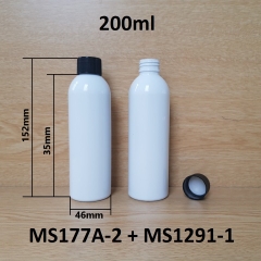 Chai trắng vai tròn nắp vặn sọc đen 200ml