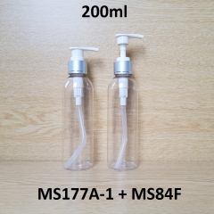 Chai trong vai tròn vòi trắng khoen bạc 200ml